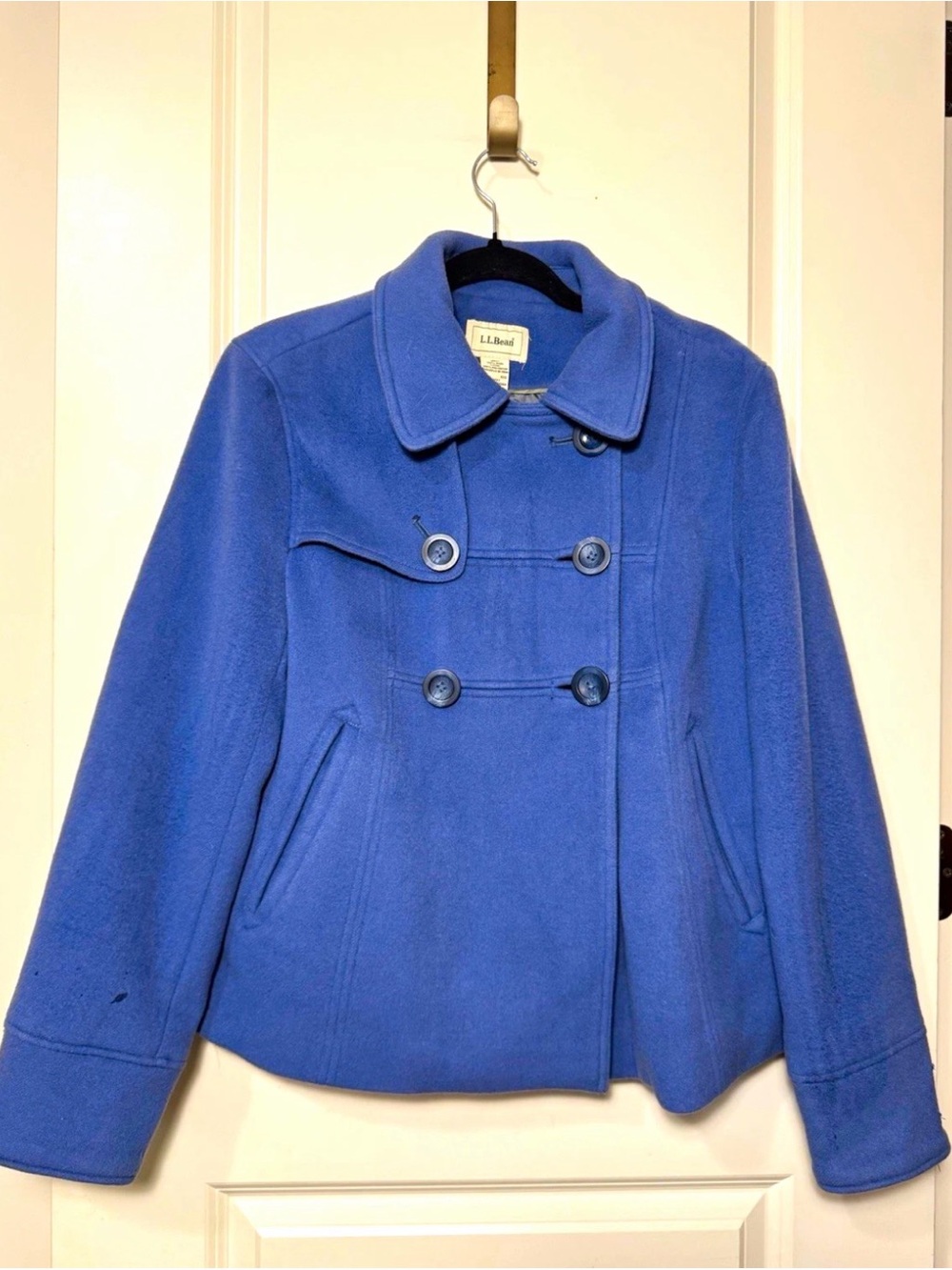 L.L. Bean Women's Blue Double-Breasted Peacoat medium